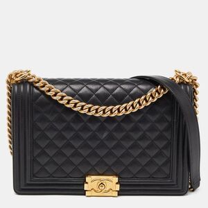 Chanel Black Quilted Leather New Medium Boy Shoulder Bag